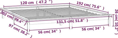Imagen del producto de Cama de madera maciza con luces LED, 120x190 cm
