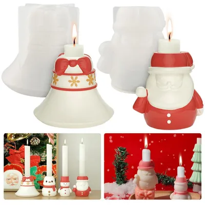 Produktbild von 2er Set Weihnachtsmann Silikonform Kerzenhalter 3D Gießform Weihnachten Deko