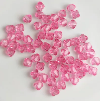Produktbild von Doppelkegel Bicone 60 Stück Acryl Perlen Kristall Lose Perlen mit Loch , 8 mm 60 Stück, Pink 2