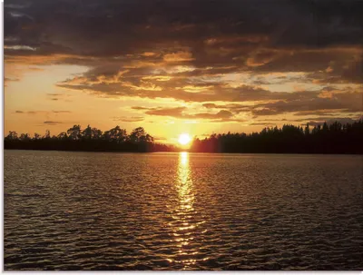 Produktbild von ARTland Glasbild Sonnenuntergang am See Größe: 60x45 cm