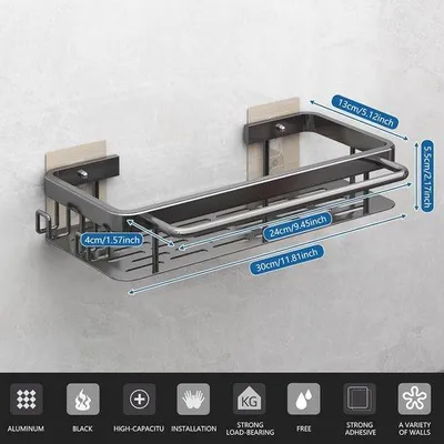 Produktbild von Küchenorganizer Wandmontage Selbstklebend Schwarz