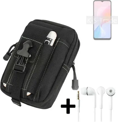 Produktbild von K-S-Trade Gürteltache + Kopfhörer kompatibel mit Blackview A85 Gürtel Tasche Holster Schutz Hülle Handy Hülle  schwarz inkl. Extrafächer