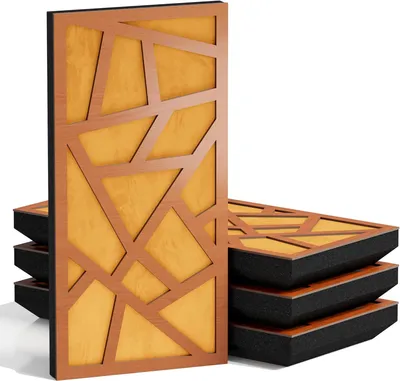 Imagen del producto de Juego de 10 paneles acústicos estrechos SKYROSS-F, 50x25x5 cm, cerezo/amarillo