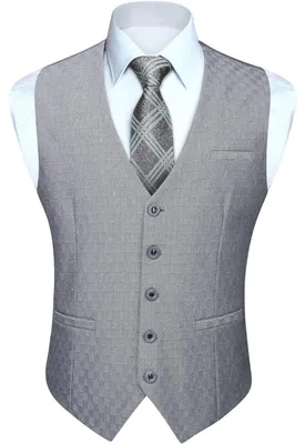 Obrázok produktu pre Pánska vesta, bavlna, výstrih do V, jednofarebná, elegantná, svetlosivá, veľkosť XL