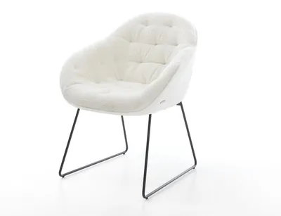 Produktbild von DELIFE Esszimmerstuhl Gaio-Flex Bouclé Soft Beige Kufengestell Schwarz