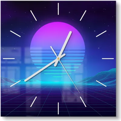Produktbild von DEQORI Glasuhr 30x30 cm Modern 'Neon Sonnenrausch' Wanduhr Glas Uhr Design leise Küchenuhr