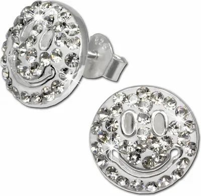 Produktbild von SilberDream weiß Ohrringe Smiley Zirkonia Damen 925 Silber Ohrstecker GSO218W