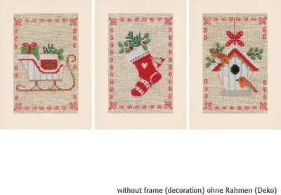 Produktbild von Vervaco Grußkarten Stickset "Weihnachtlich" 3er Set, Zählmuster