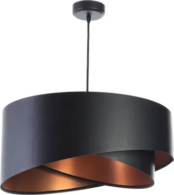 Produktbild von Hängelampe Stoff E27 rund Ø 50 cm H: max. 102 cm in Schwarz Kupfer Modern Pendelleuchte