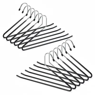 Immagine prodotto di Set da 12 grucce per pantaloni Relaxdays, antiscivolo, grucce per pantaloni, in metallo gommato, salvaspazio, 18 cm, nero