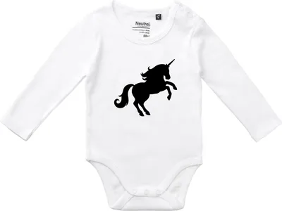 Produktbild von Huuraa Baby Body Einhorn Silhouette 68 White  Baumwolle Fairtrade Langarmbody Geschenkidee