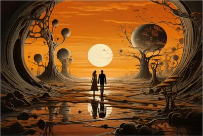 Produktbild von Wallario selbstklebendes Poster - Sonnenuntergang in einer fremden Welt, Größe: 100 x 150 cm