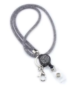 Produktbild von 1x GRAU Schlüsselband Umhängeband Lanyard & Ausweisjojo Zipper & Karabinerhaken Ausweise Autoschlüssel Zugangskarten Bling Kristalle
