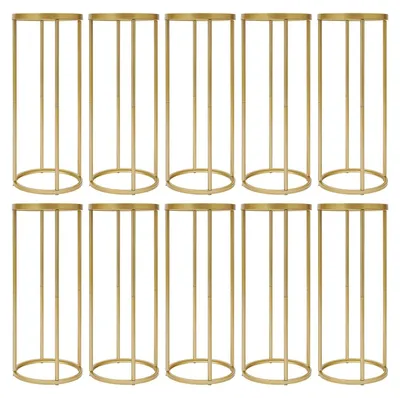 Immagine prodotto di Portafiori per matrimoni - Colonna cilindrica - Set da 10 pezzi - 30×80 cm - Acciaio - Smontabile - Portata 20 kg/pezzo - Oro
