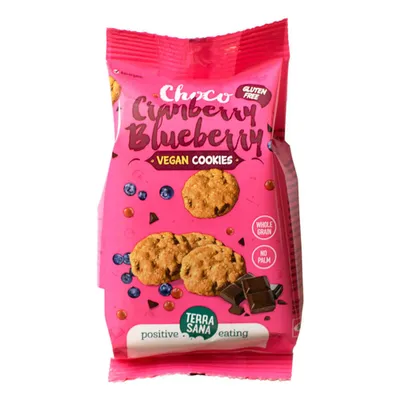 Produktbild von Vegan Cookies - Schoko, Cranberry & Blaubeere 150g