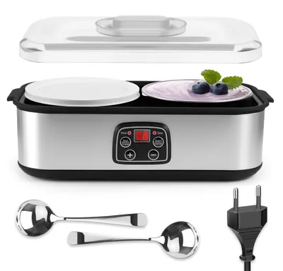 Joghurtmaschine 2L, Edelstahl 304, 8 Glaspötchen, Timer 48h, 20-55°C