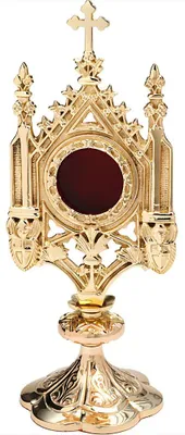 Reliquien-Monstranz, vergoldet, 29 cm, für Hausaltar