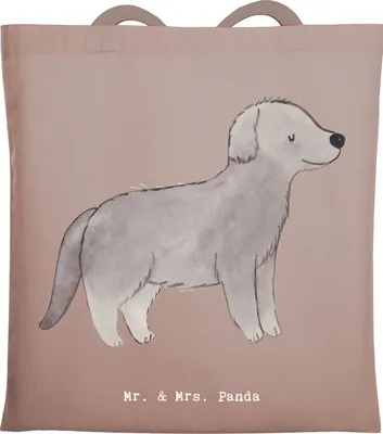 Produktbild von Mr. & Mrs. Panda Tote Bag Neufundländer Lebensretter - Braun Pastell - Geschenk, Newfoundland, Jutebeutel, Schultasche, Tasche, Laptoptasche, Einkaufstasche