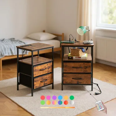 Immagine prodotto di FurnitureR: 2 comodini per adolescenti, tavolino ausiliario disponibile in diversi colori, confezione da 2