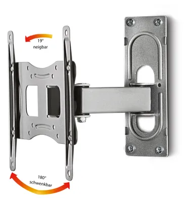 Image de Support mural universel pour téléviseur 15-40 pouces jusqu'à 15 kg | inclinable de 19 degrés | pivotable à 90 degrés | extensible rotatif 360 | VESA jusqu'à 200x200 max | Support Meuble Télévision | Support Fernseh B-FS2
