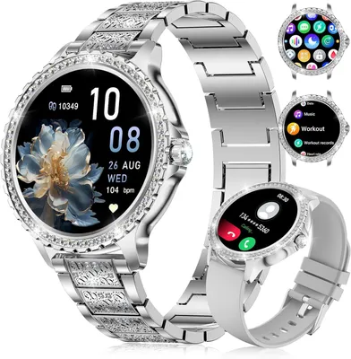 Produktbild von Smartwatch Damen mit Telefonfunktion, 1,35" HD mit Herzfrequenz Schlafmonitor Schrittzähler, IP67 Wasserdicht Fitnessuhr mit 20 Sportmodi