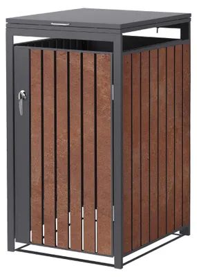 Produktbild von ML-Design Mülltonnenbox 1er für 1 Tonne 240L 68x80x116,3 cm, Anthrazit-Rostoptik, Stahl/Cortenstahl, abschließbar