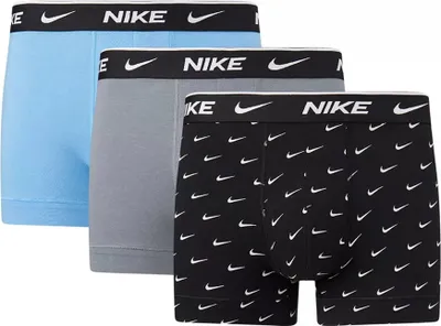 Produktbild von Nike Herren Everyday Baumwolle Stretch Boxershorts, Swoosh Print/Grey/Uni. Blue, M