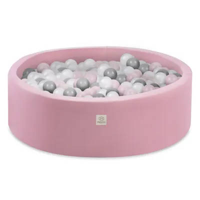 Produktbild von MISIOO Smart Bällebad 90 x 30 cm/200 Bälle  - Bällebad Kinder für Baby Zimmer - Bälle für Bällebad - Baby Spielzeug - Rosa: Hellrosa/Perlen/Silber