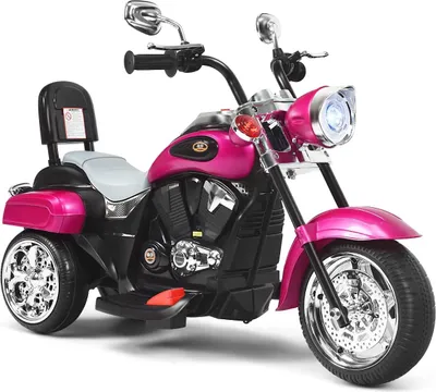 Produktbild von GOPLUS 6V Elektromotorrad mit Hupe, Dreirad Kindermotorrad mit Vor-und Rückwärtsschalter, Elektrisches Motorrad, Mortorcycle, Elektrofahrzeug für Kinder, PP-Material (Rosarot)