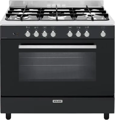 Produktbild von Glem Gas GE960CVBK2, Schwarz, Drehregler, Vorderseite, Gaskochfeld, 5 Zone(n), Edelstahl