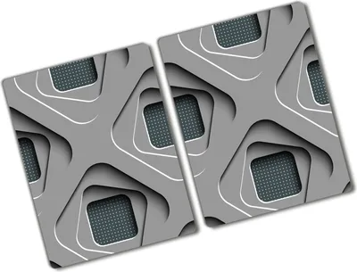 Produktbild von Tulup Glas Herdabdeckplatte - 2x40x52 cm - Glaskeramikkochfeld-Abdeckung Spritzschutz Glasabdeckplatte Kochplattenabdeckung und Schneidebrett - Zweiteilig - Kunst: modern & klassisch - 3D-Abstraktion - Grau