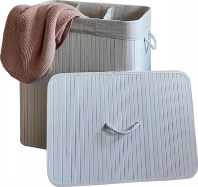 Produktbild von Ekspand | Wäschekorb - 150 L - Weiß - mit Deckel - 60 x 40 x 61,5 cm