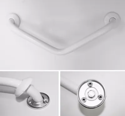Image de Poignée coudée 135° blanche Poignée de maintien Poignée d'appui Poignée de sécurité Salle de bain