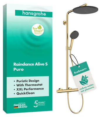Immagine prodotto di hansgrohe Raindance Alive S Puro Showerpipe 300 1jet EcoSmart+ avec élément Ecostat, 24594990, 24594990