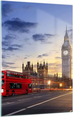 Produktbild von Bilder auf glas - Einteilig - London Bus - 50x70cm - Glasbilder - Wandbilder - Bilder - Kunstdruck - zum Aufhängen bereit - Wanddekoration aus Glas - Glas Bilder - Wandbild auf Glas - GPA50x70-3592