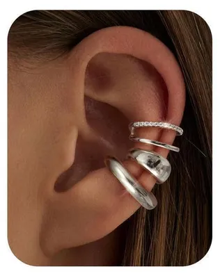 Produktbild von Ohrclips Damen Ohne Ohrlöcher 3 Stück Set Silber Goldfarben Zirkonia