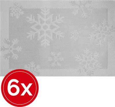 Produktbild von Weihnachtstischset - 6 Stück Tischsets - Silberne Schneeflocken