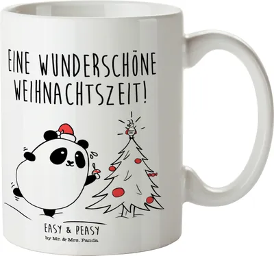 Produktbild von Mr. & Mrs. Panda Tasse Panda Weihnachtszeit - Weiß - Geschenk, Kaffeetasse, keramik, Becher, Pott, Kaffeebecher, mit Spruch