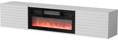 Produktbild von TV Lowboard CLAIRE mit Kamin 01 weiß / schwarz