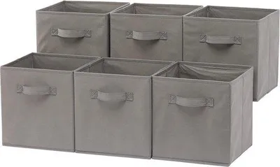 Produktbild von Famanu Aufbewahrungskorb Faltbare Aufbewahrungskubus Organizer Stoff Grau - 6er Set