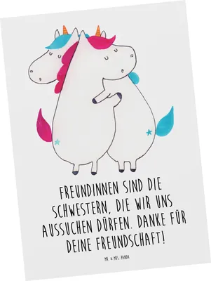 Produktbild von Mr. & Mrs. Panda Postkarte Freundinnen Schwestern - Weiß - Geschenk, Bedanken, Aufmerksamkeit, Danke sagen, Unterstützung, Freundschaft, Ansichtskarten, Dankeschön