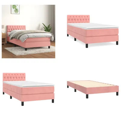 Produktbild von vidaXL Boxspringbett mit Matratze Rosa 90x190 cm Samt - Boxspringbett - Boxspringbetten - Bett - Schlafzimmermöbel