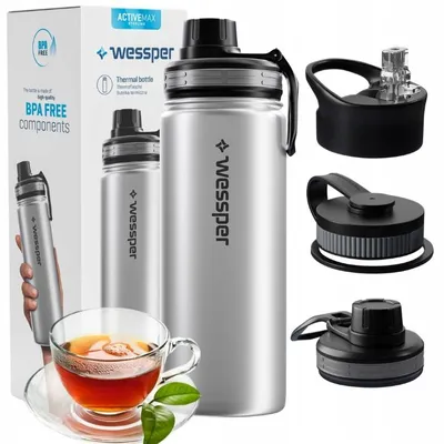 Produktbild von Wessper ActiveMax Steeline Thermosflasche 0.5L Silber für Kinder