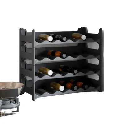 Productafbeelding van Stapelbaar wijnrek, 60 x 26 x 52 cm, polypropyleen, antraciet