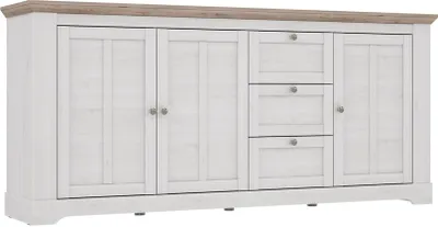 Produktbild von Furniture24 Kommode Iloppa TIQK241 Sideboard 205 cm breit 3 Türen 3 Schubladen Schneeiche
