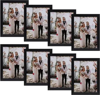 Image de Cadre photo 10 x 15 cm, noir, lot de 8, pour toutes les occasions