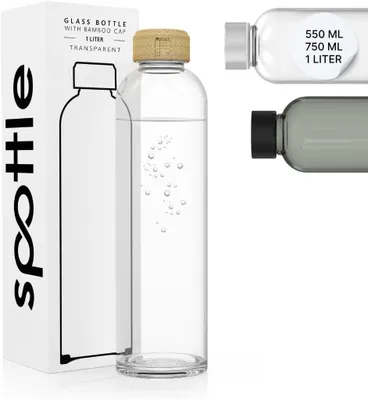 Produktbild von Trinkflasche 1 l, Borosilikatglas, auslaufsicher, für Reisen