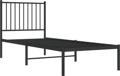 Produktbild von vidaXL Bettgestell mit Kopfteil Metall Schwarz 75x190 cm