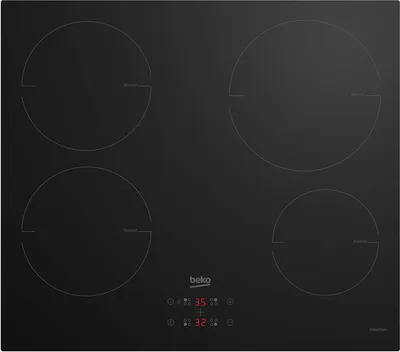 Produktbild von Beko HII 64400 MT-Autarkes Induktionskochfeld, 60 cm breit, 4 Kochzonen, Sensortasten, Timer, rahmenlos (für aufgesetzten oder flächenbündigen Einbau) schwarz