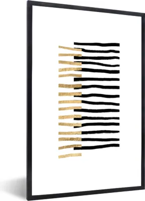 Produktbild von MuchoWow® Gerahmtes Poster Linie - Gold - Gestaltung 20x30 cm - Poster mit Schwarzem Bilderrahmen Wandposter Rahmen Foto Bilder - Drucken - Bilder Poster im Rahmen